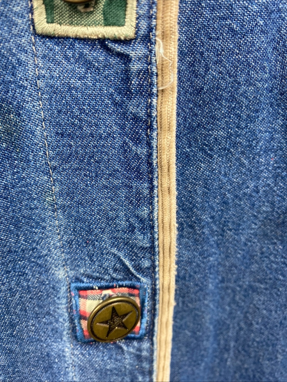 Vintage Denim Embroidered Jacket Camping Button Blue Cottagecore Gorpcore Large - Picture 6 of 10